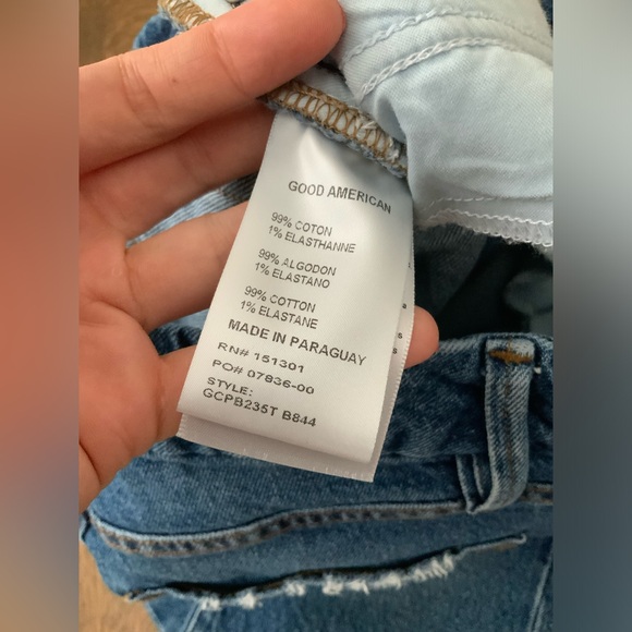 GOOD AMERICAN Good Classic Jeans High Rise Waisted Skinny Frayed Hem Size 28 - Picture 6 of 16